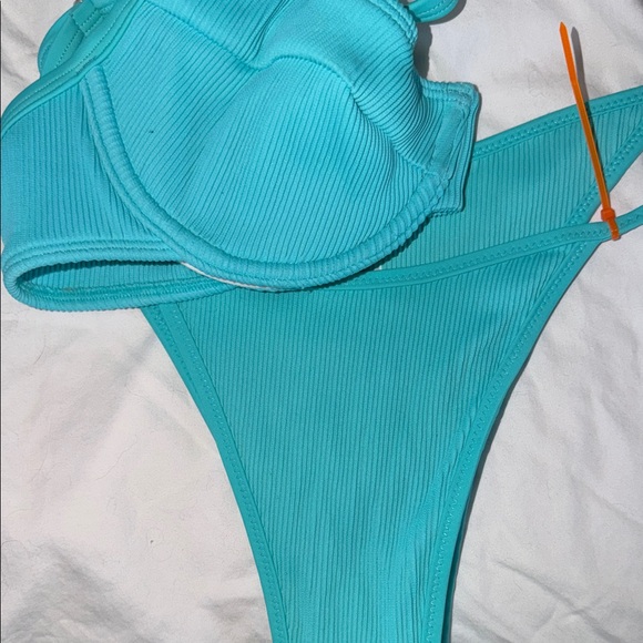 Kulani Kini Turquoise Ribbed Bikini Set medium - Picture 5 of 5
